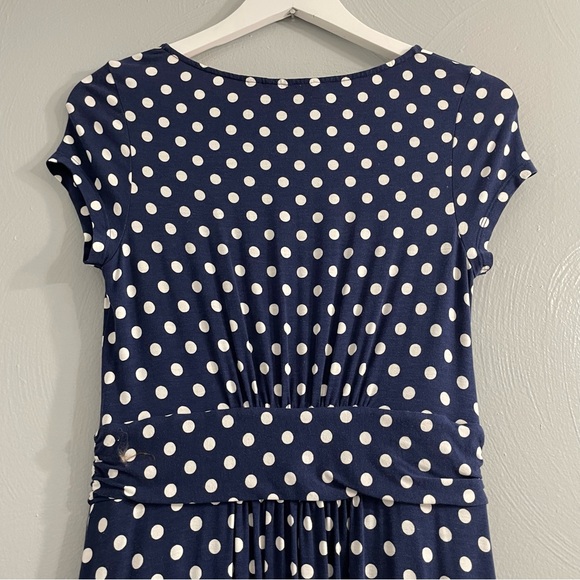 Boden Amelie Polka Dot Jersey Midi Dress cap sleeves Size 4 - Picture 10 of 11